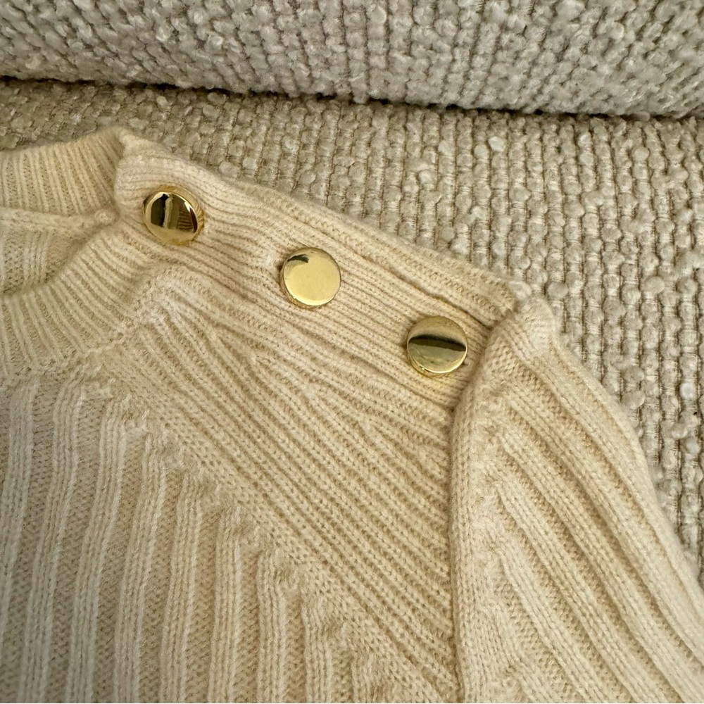 Intermix Ivory Wool Cashmere Ribbed Sweater - Picture 3 of 5